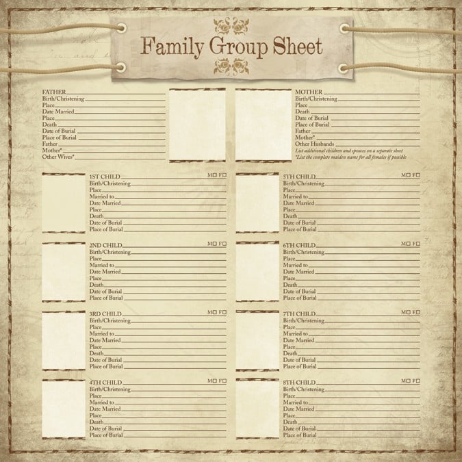 Blank Family Group Sheet